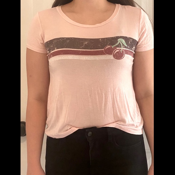 PAPER CRANE - Retro stripe cherry print graphic tee - Picture 1 of 5